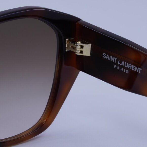 Saint Laurent SL M8 003 Sunglasses Havana Geometric Frame, Brown Lenses - Picture 7 of 10